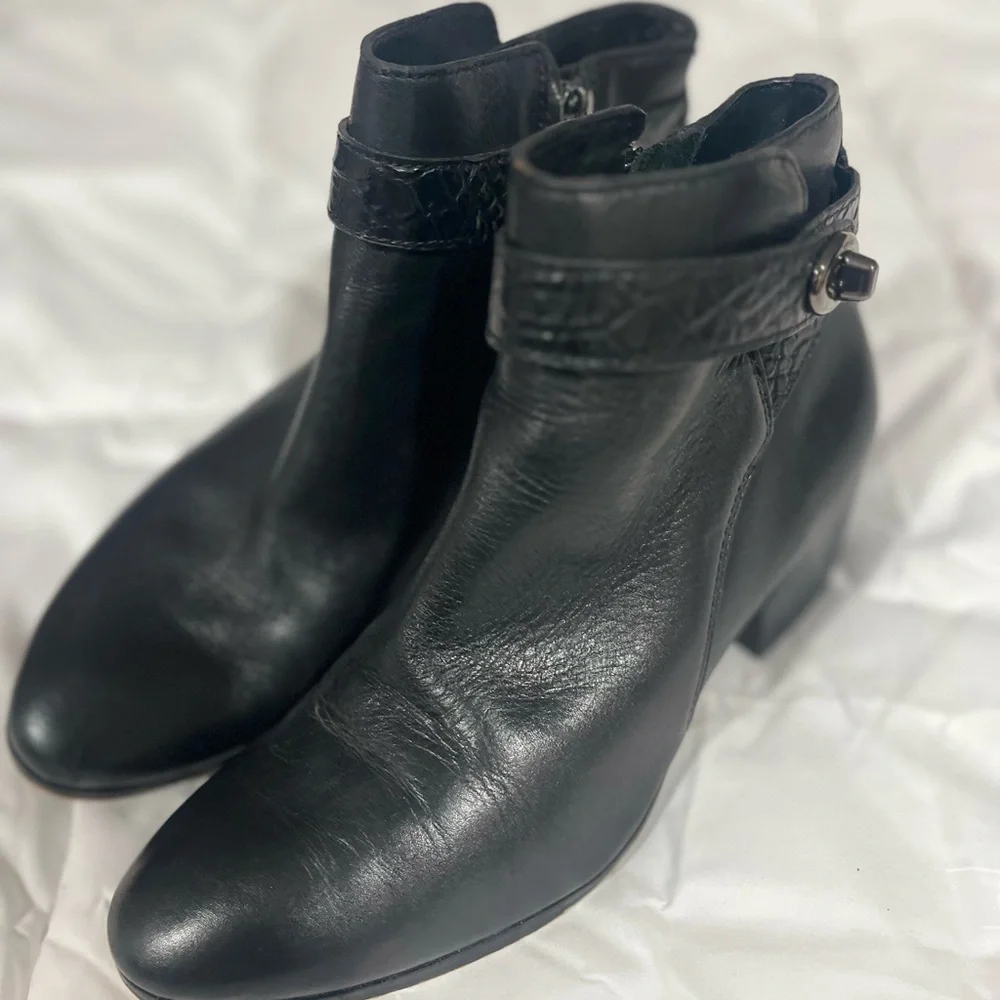 Coach Black Leather Ankle Boots - Picture 2 of 5